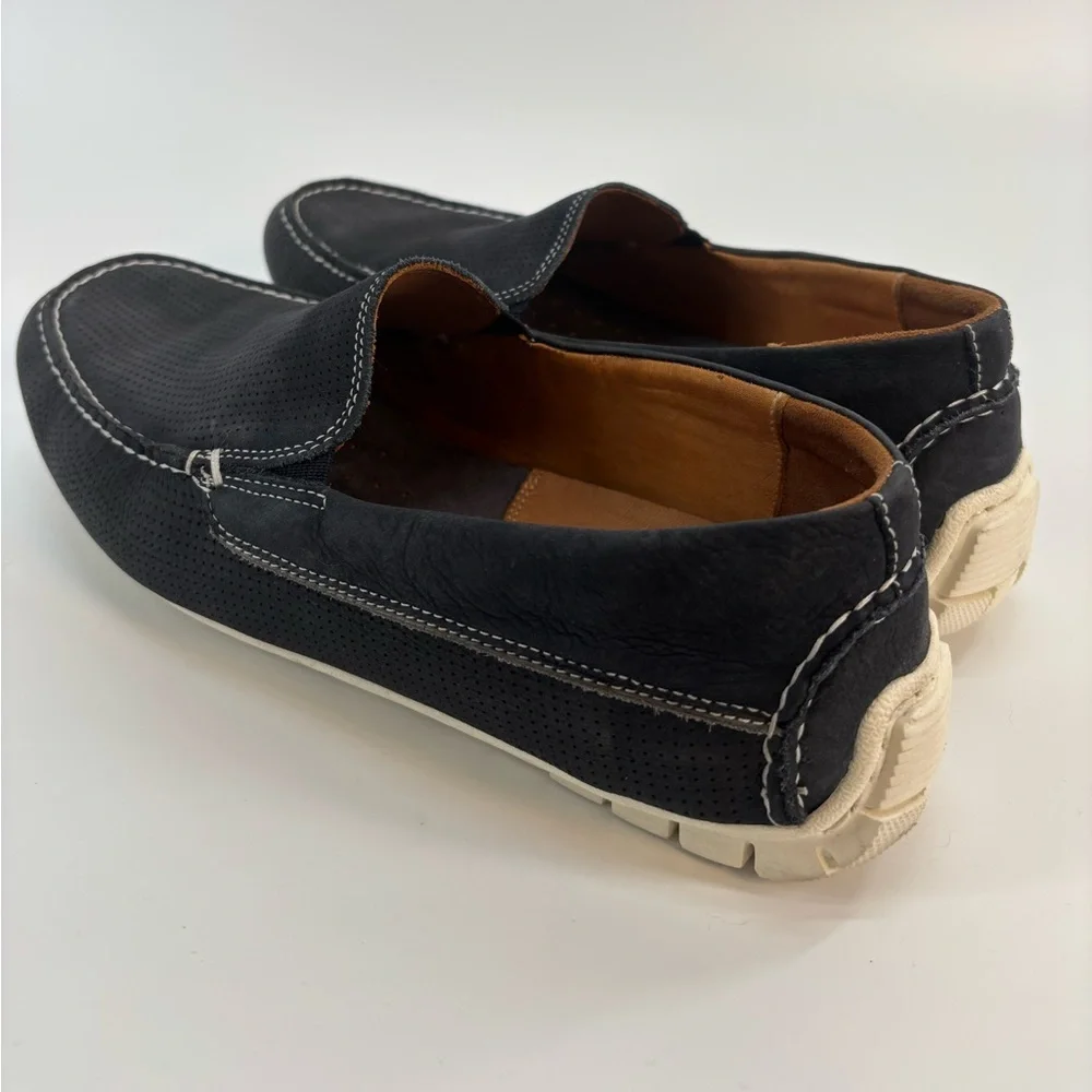 Johnston & Murphy Cord Venetian loafers 8 nubuck sheepskin leather navy